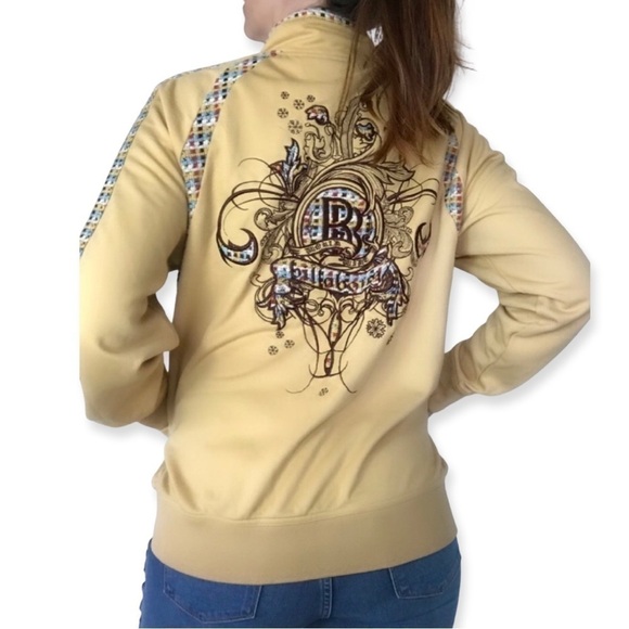 Vintage 90s Rare Billabong Yellow Bomber Jacket Embroidered Knit Logo - Picture 1 of 8